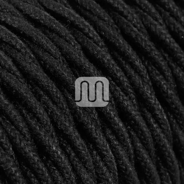 Svart Grov Stoffledning | Tvinnet | 3x0.75mm2 (2 + jord)