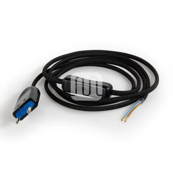 Ledningsett 1.8m - 2P Svart lampettledning - ferdig koblet