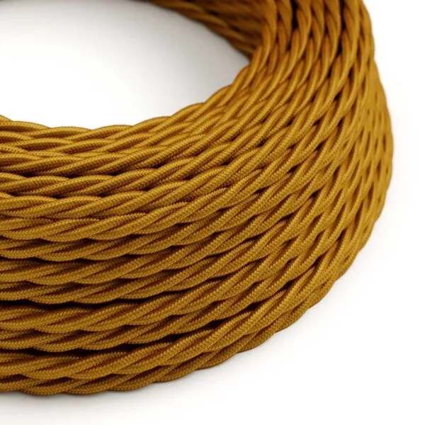 Antikk Gull Stoffledning | Tvinnet | 3x0.75mm2 (2 + jord)