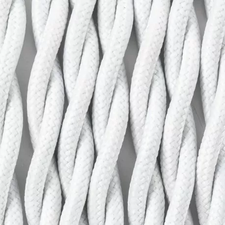 Hvit Stoffledning | Tvinnet | 2x0.75mm2 (uten jord)