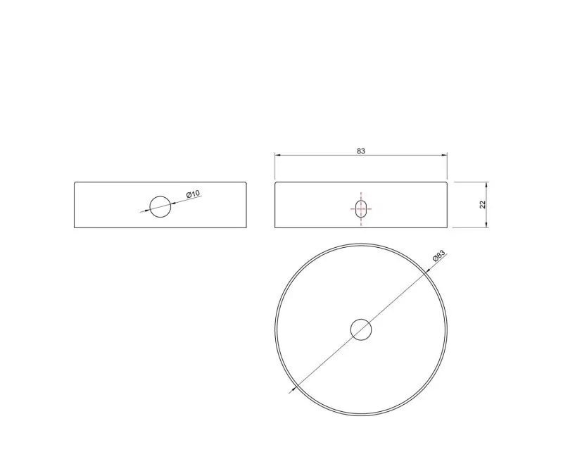Matt Hvit – Lampekopp/Baldakin (Mini Ø83) med pendelfeste og to sidehull - Bilde 5