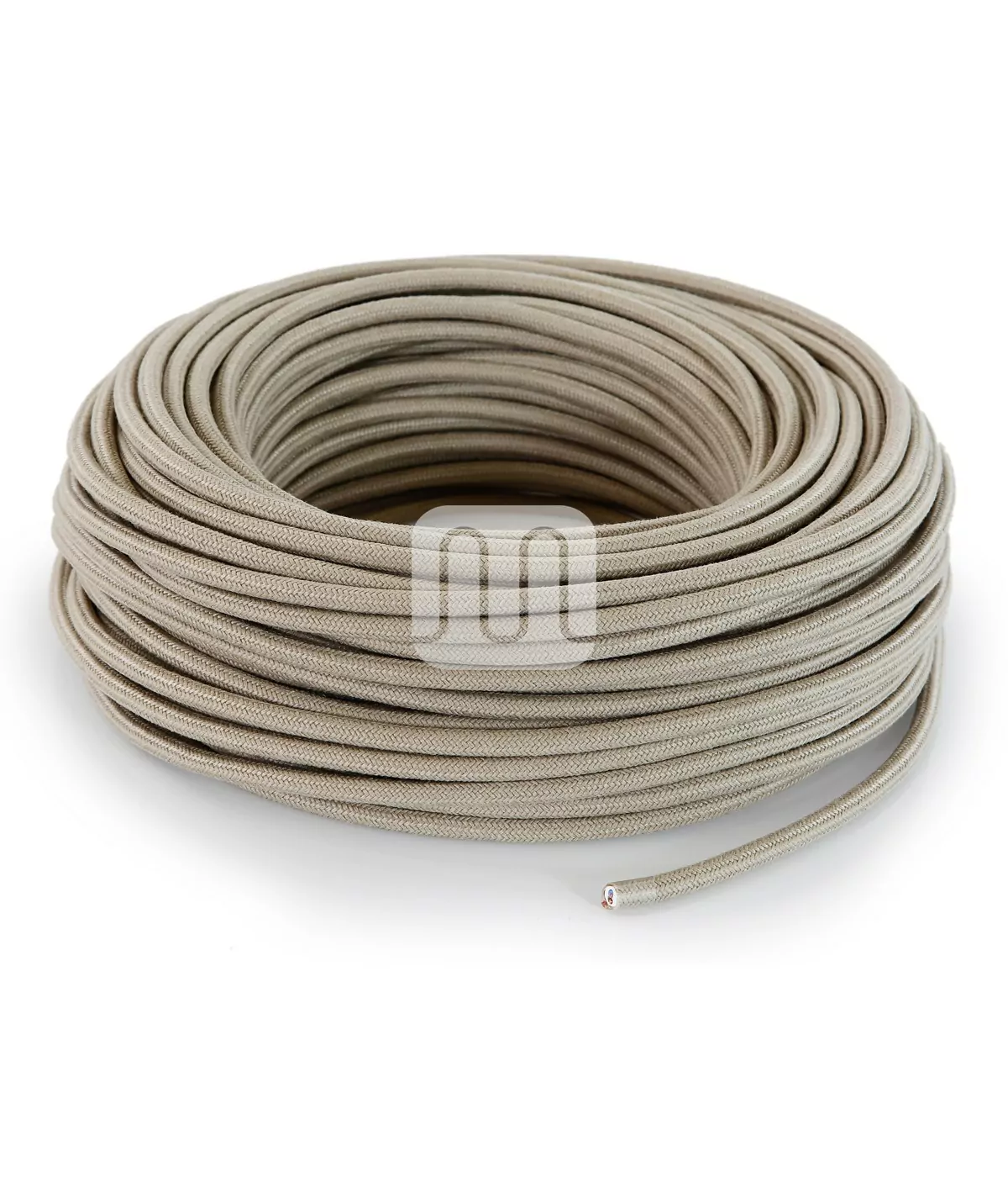 Sand Beige lampeledning – rund stoffledning inkl. jord - Bilde 3