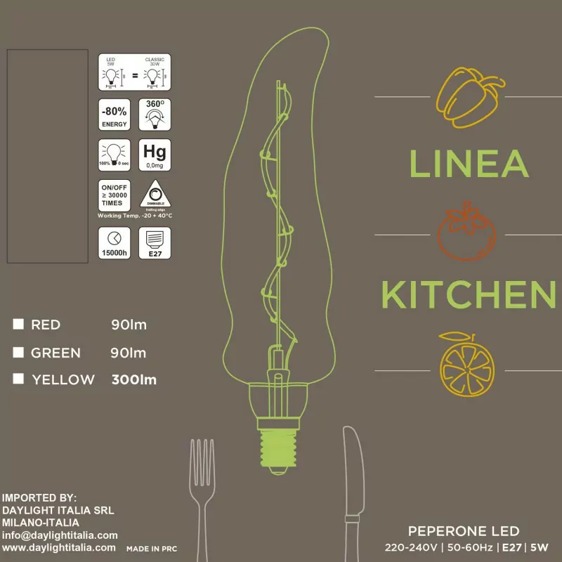 E27 XL Rød Paprika Deko-pære, LED, 5W, Dim, 1000K - Bilde 4