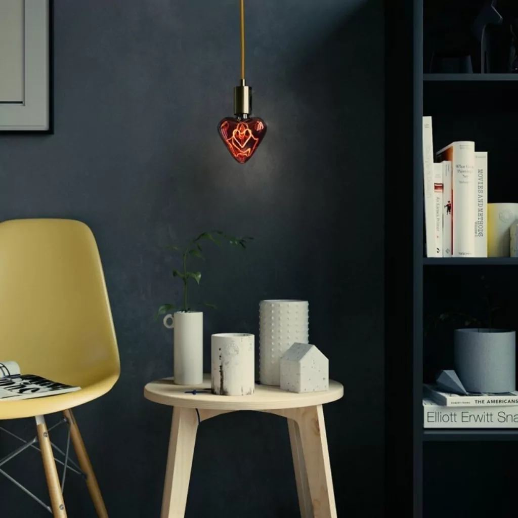 E27 Rødt Hjerte - LED Deko-pære, 5W, Dim - Bilde 4