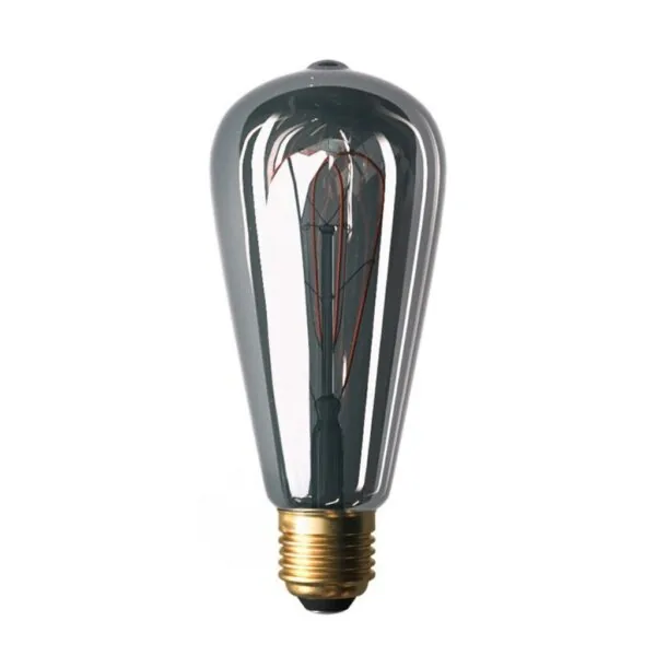 E27 Røk-farget glass, Edison, Buet LED, 5W, Dim, 2000K