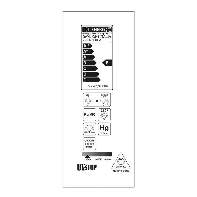 E27 Røk-farget glass, Edison, Buet LED, 5W, Dim, 2000K - Bilde 2