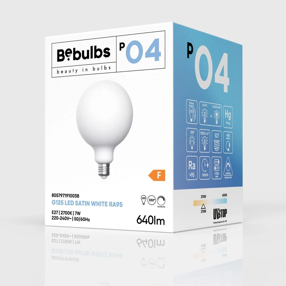 E27 Porselen-effekt Globe CRI 95 G125 7W 640Lm Dim 2700K - Bilde 10