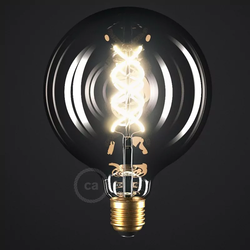 E27 Røk-farget glass, Globe G125, Buet LED, 5W, Dim, 1800K - Bilde 6