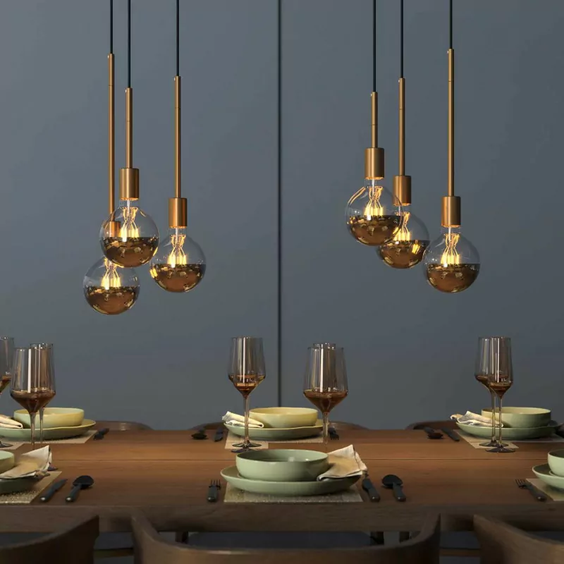 Børstet Messing / Bronse – Forlenger rør for lampe av metall. M10. Dobbelgjenget. - Bilde 4