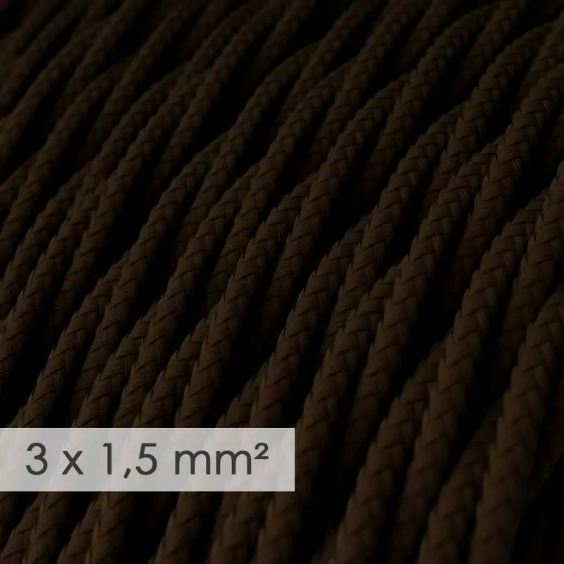 Tvinnet – Brun stoffledning. Stor kvadrat, 10A, 3×1.5mm2. - Bilde 2