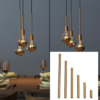 Børstet Messing / Bronse – Forlenger rør for lampe av metall. M10. Dobbelgjenget.