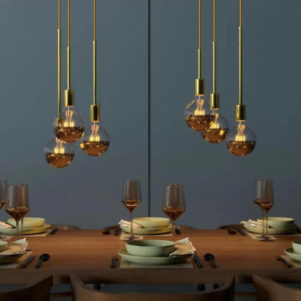 Messing – Forlenger rør for lampe av metall. M10. Dobbelgjenget. - Bilde 3