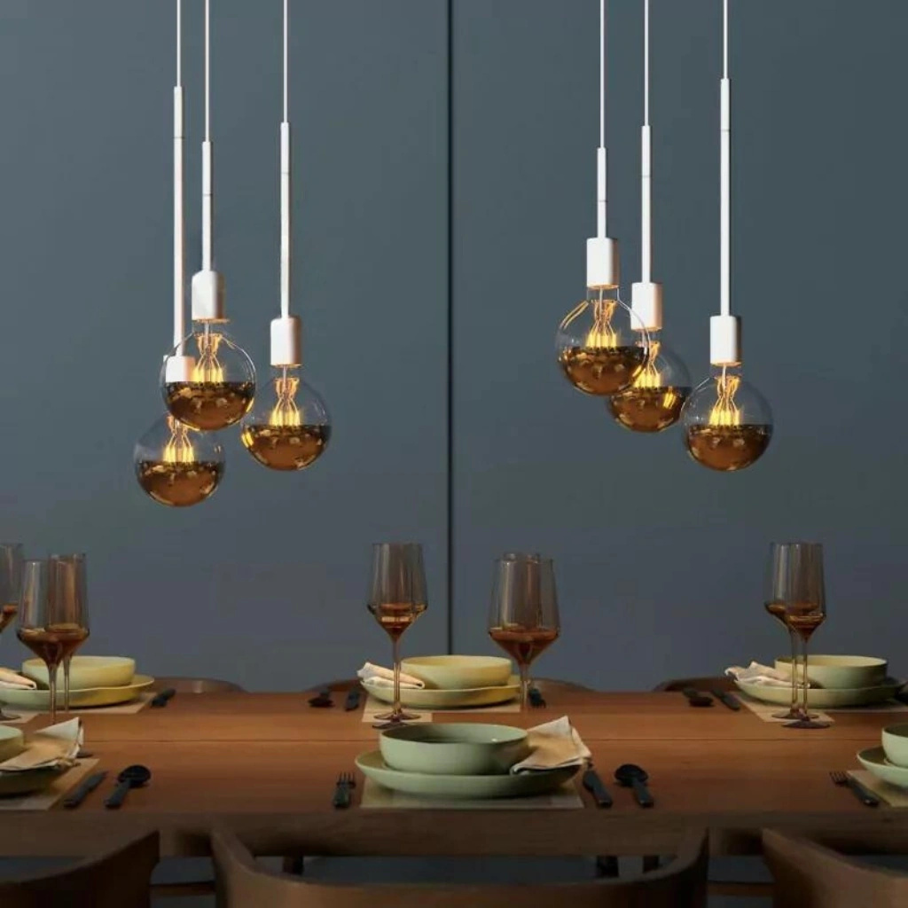 Hvit - Forlenger rør for lampe av metall. M10. Dobbelgjenget. - Bilde 2
