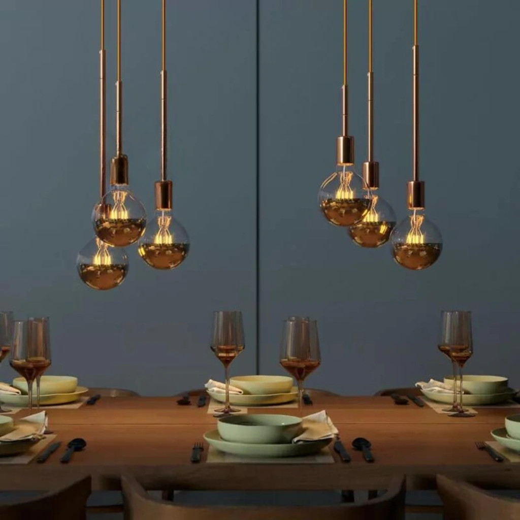 Kobber – Forlenger rør for lampe av metall. M10. Dobbelgjenget. - Bilde 2