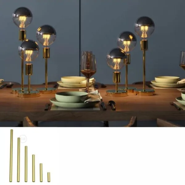 Messing – Forlenger rør for lampe av metall. M10. Dobbelgjenget.