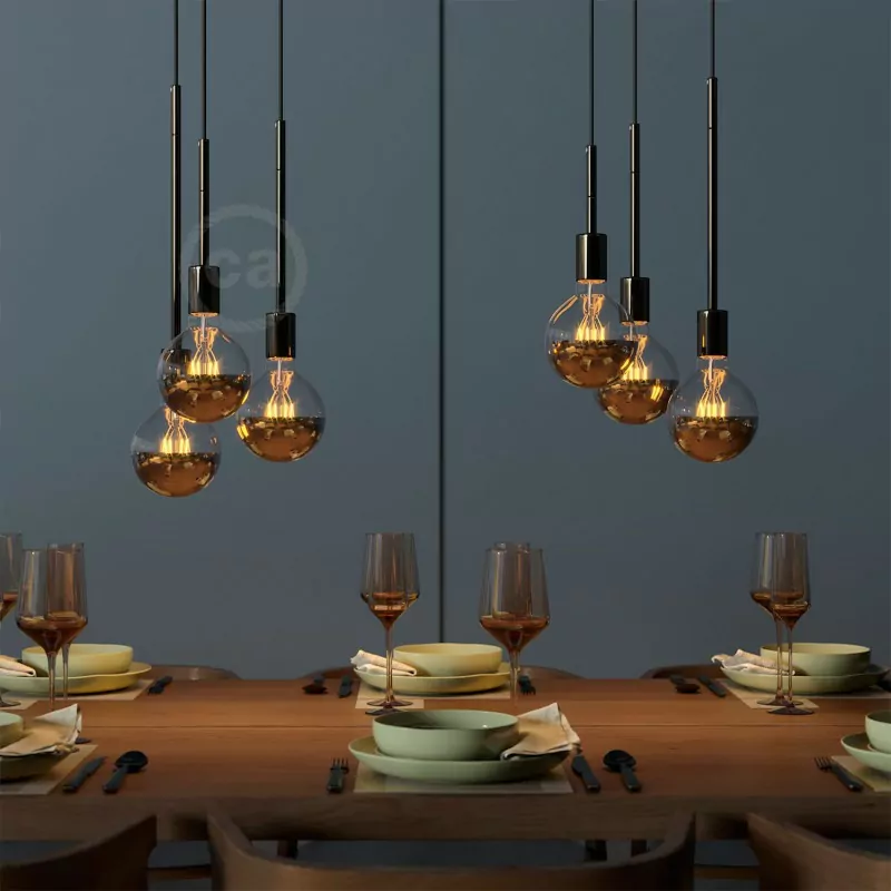 Sort Chrome – Forlenger rør for lampe av metall. M10. Dobbelgjenget. - Bilde 2