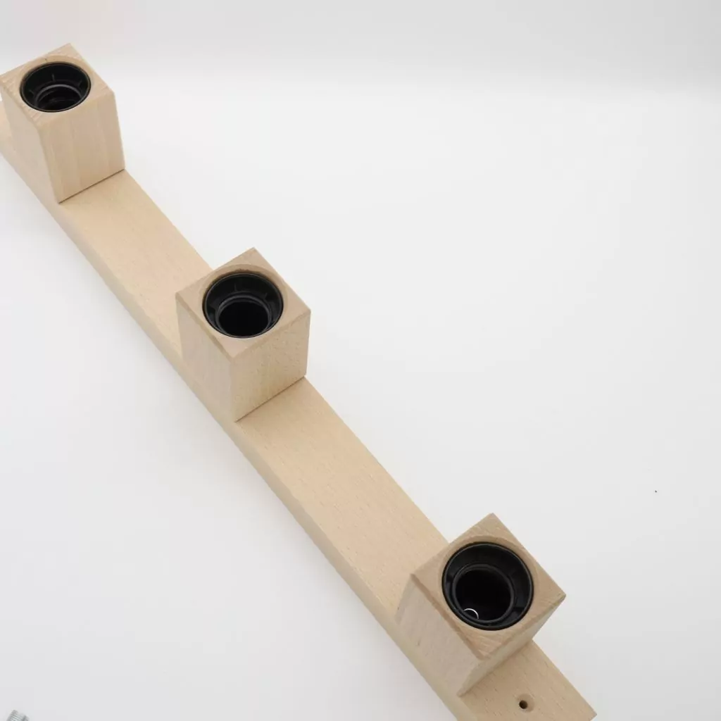 Avlang 50cm lampekopp/Takkopp i Tre med 3-hull - Bilde 6
