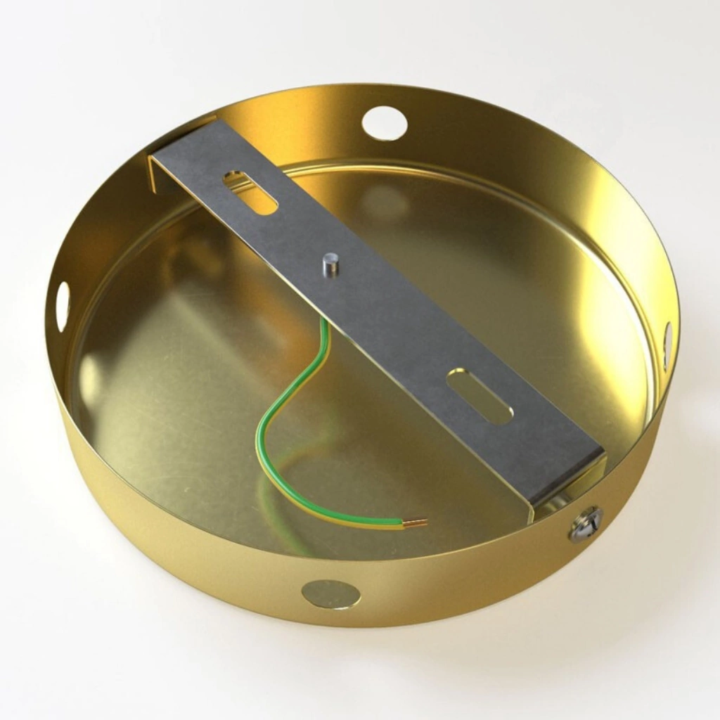 Børstet Messing – 4 hull Koblingsboks/Takboks (Ø120mm) For Sideveis Kabler - Bilde 5
