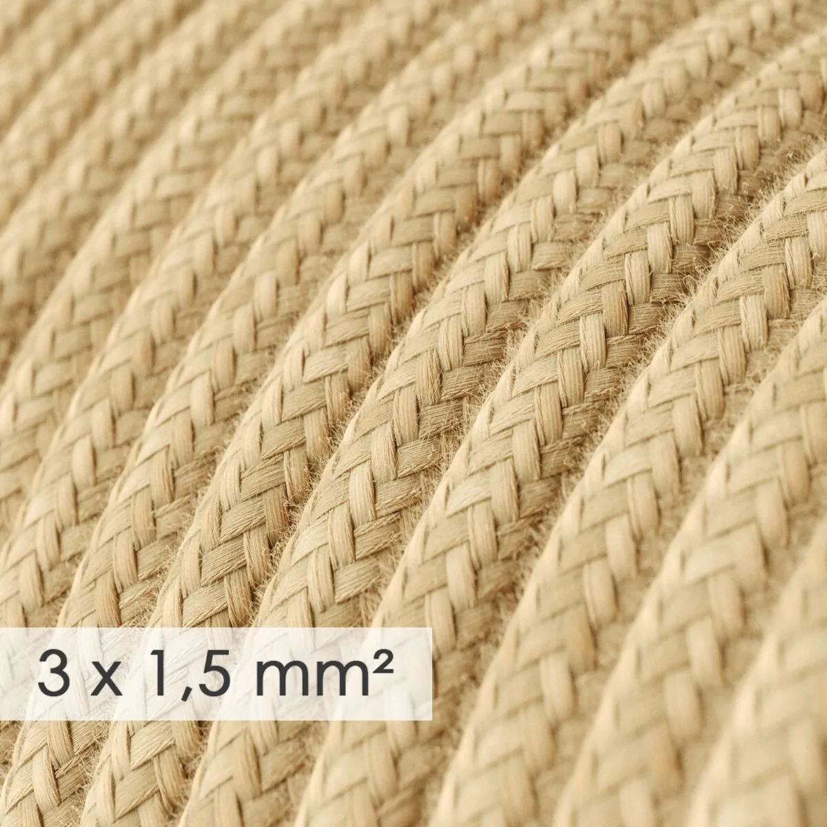 Rund – Strie stoffledning. Stor kvadrat, 10A, 3×1.5mm2. - Bilde 3