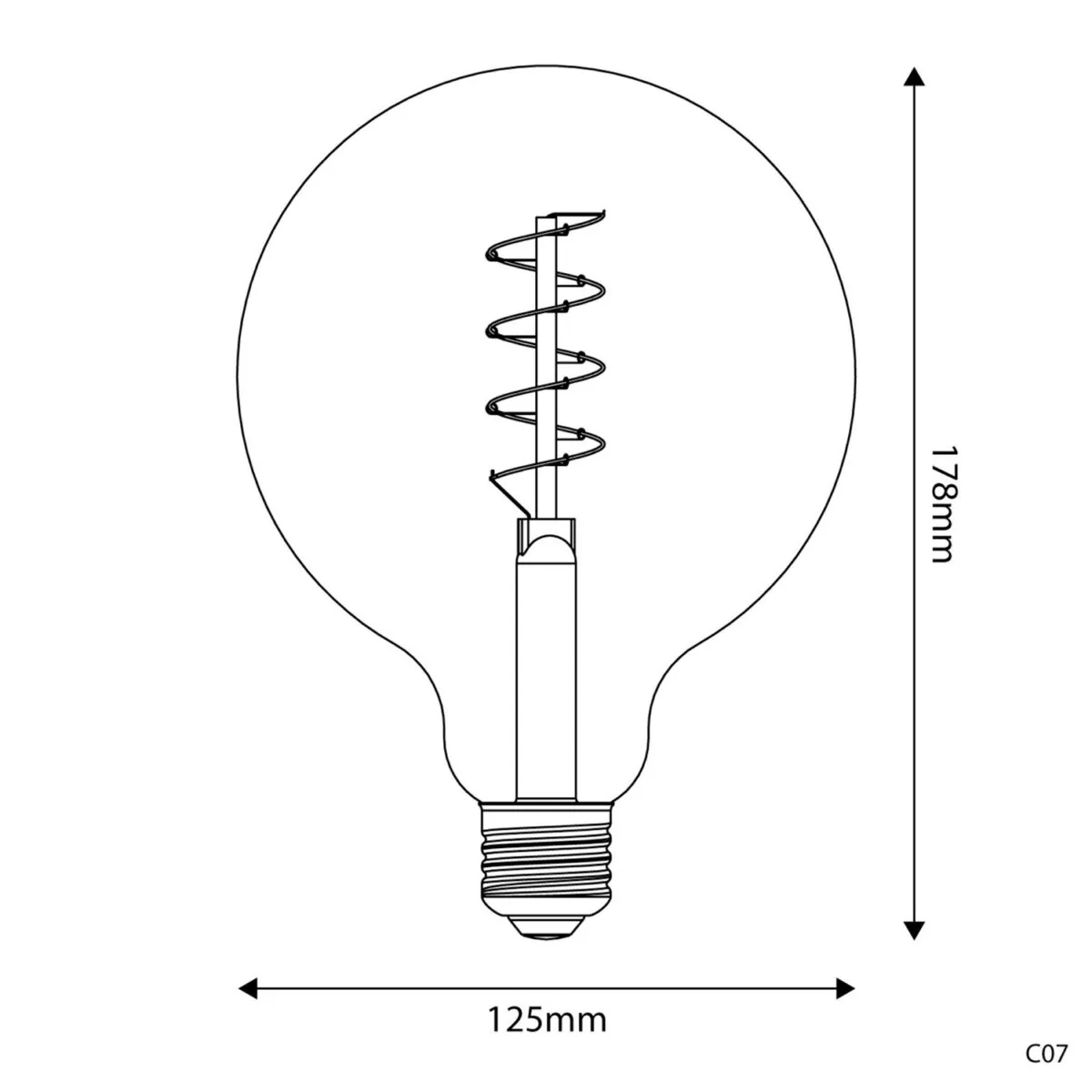 E27 Carbon Globe G125 – 4W 250Lm 1800K RA80 - Bilde 10