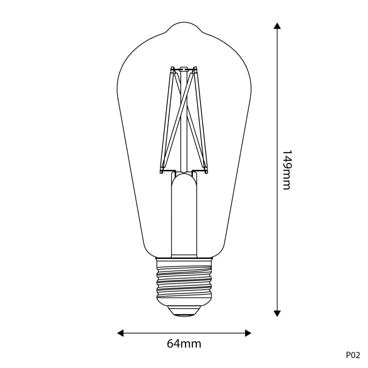 E27 Porselen-effekt, Edison, Dim, CRI 95 ST64 7W 640Lm 2700K - Bilde 7
