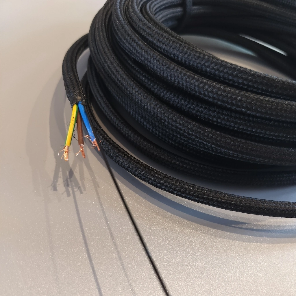 10m Stoffledning med Wire | Rund 3x0.75mm2 (inkl jord)