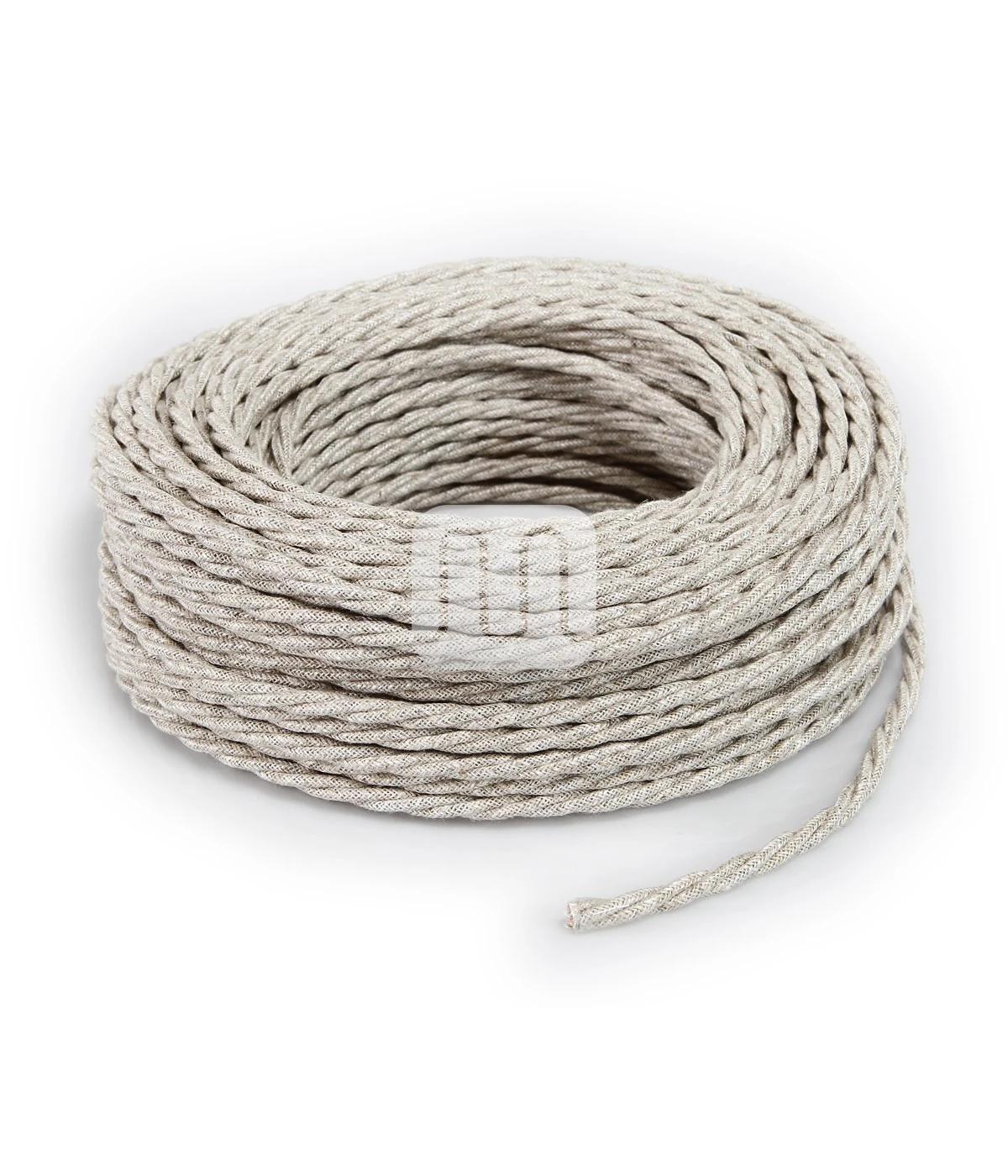 Lin Beige Grov Stoffledning | Tvinnet | 2x0.75mm2 (uten jord) - Bilde 2