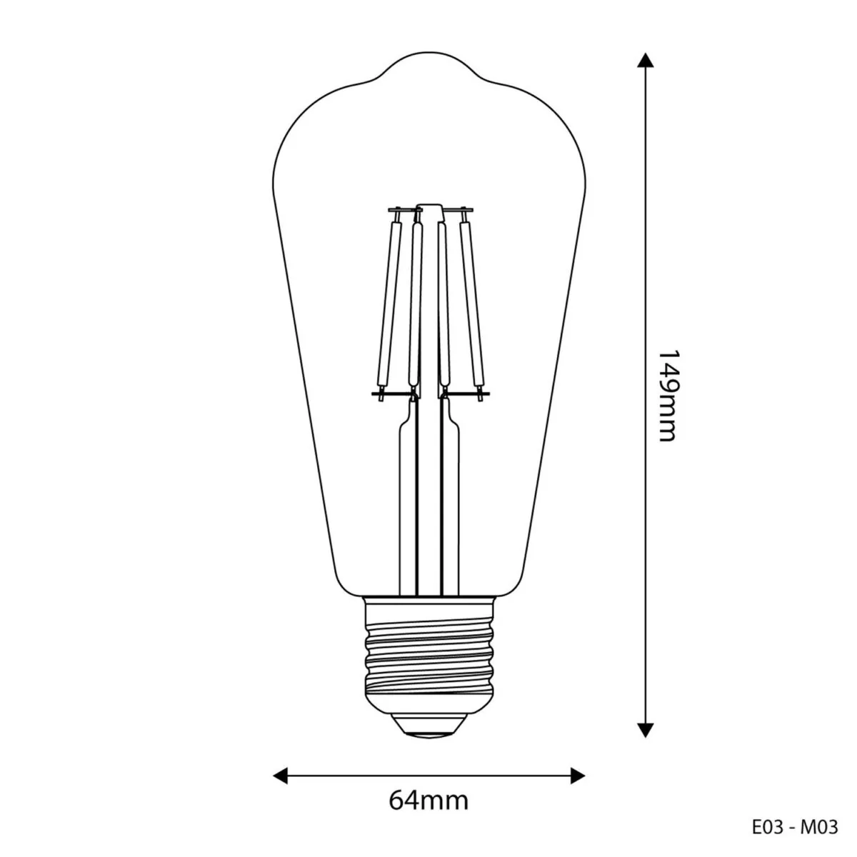 E27 Milky-White, Edison, Non-Dim, ST64 4W 470Lm 2700K - Bilde 5