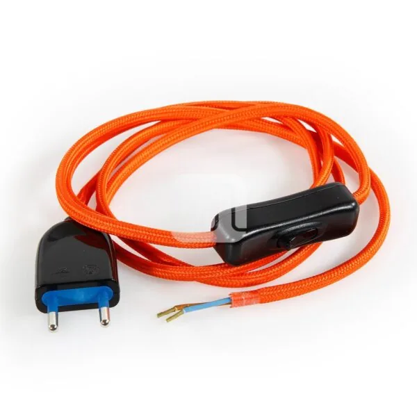 Ledningsett 1.8m – 2P Oransje lampettledning – ferdig koblet