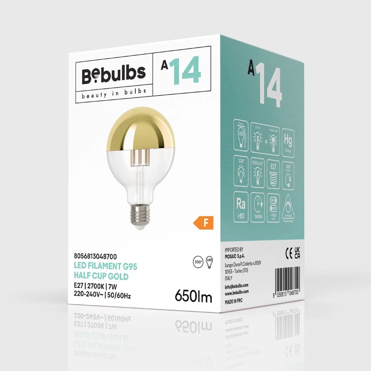 Gull – Toppforspeilet Globe Lyspære G95, LED, Dim, 7W, 2700K - Bilde 4