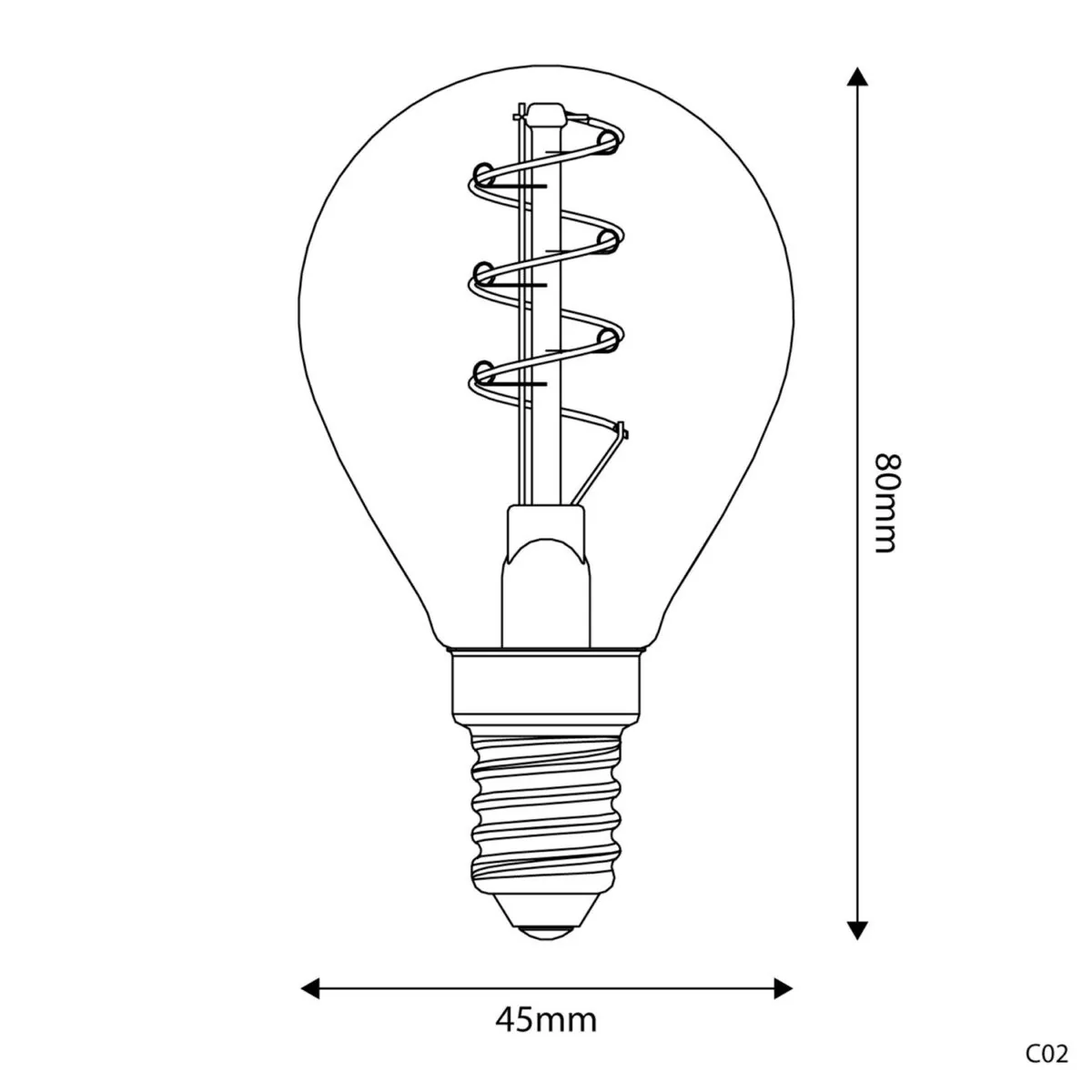 E14 Carbon Globe G45 – 2,2W 136Lm1800K RA>80 Dimbar - Bilde 5