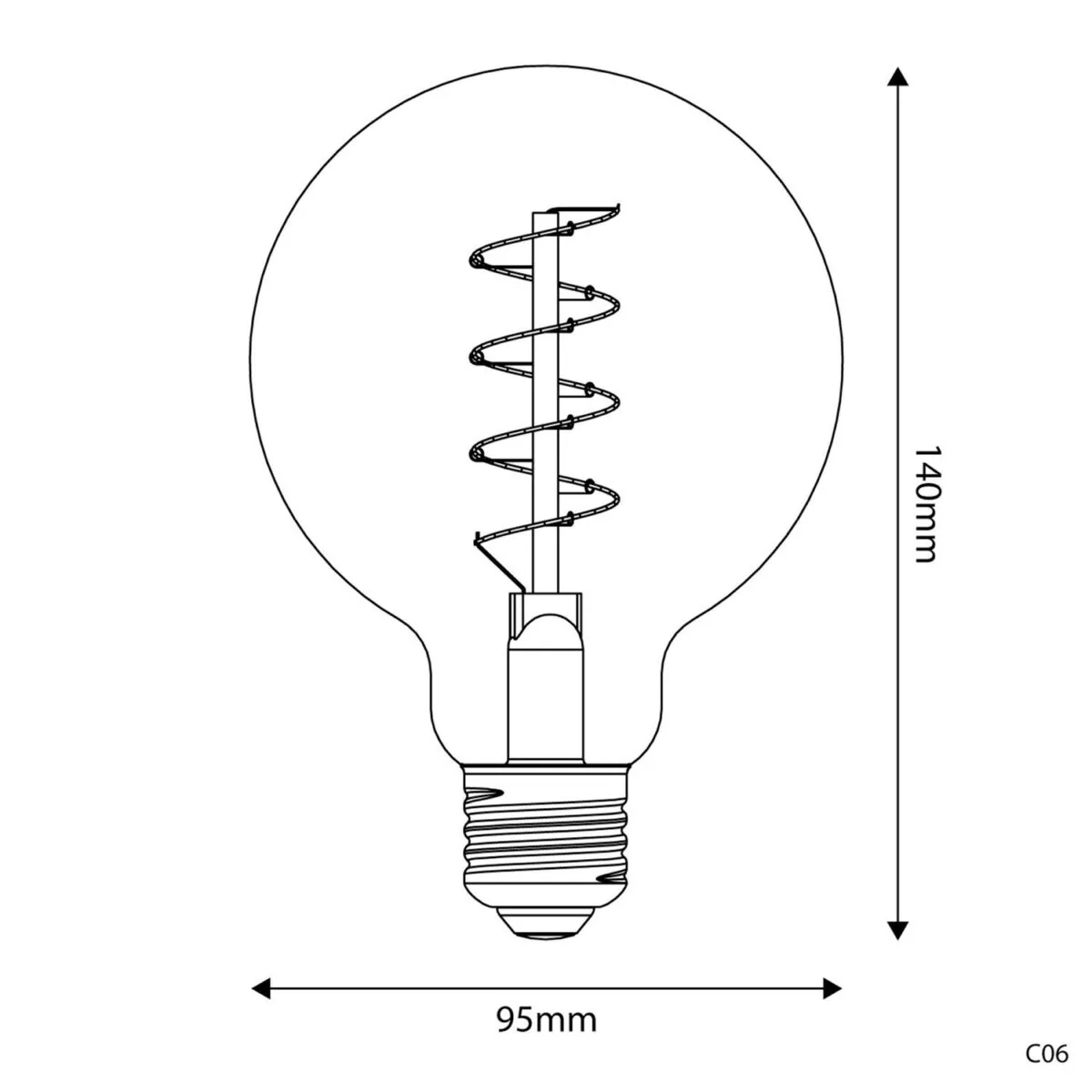 E27 Carbon Globe G95 – 4W 250Lm 1800K RA>80 Dimbar - Bilde 5