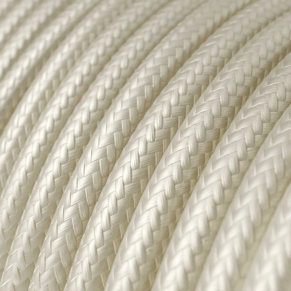 Antikk-hvit lampeledning – rund stoffledning u/jord - Bilde 2