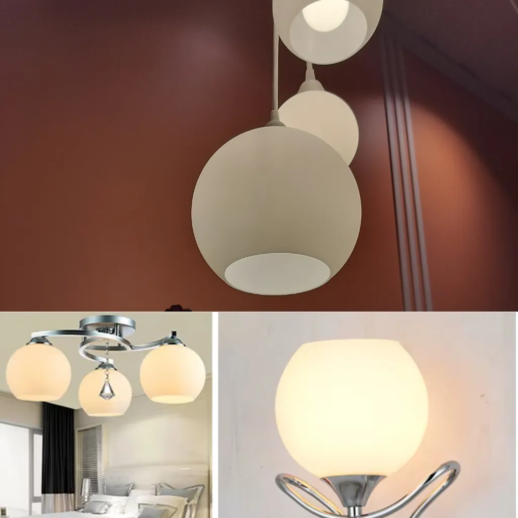Lampeskjerm Hvitt Glass E27 - Bilde 6