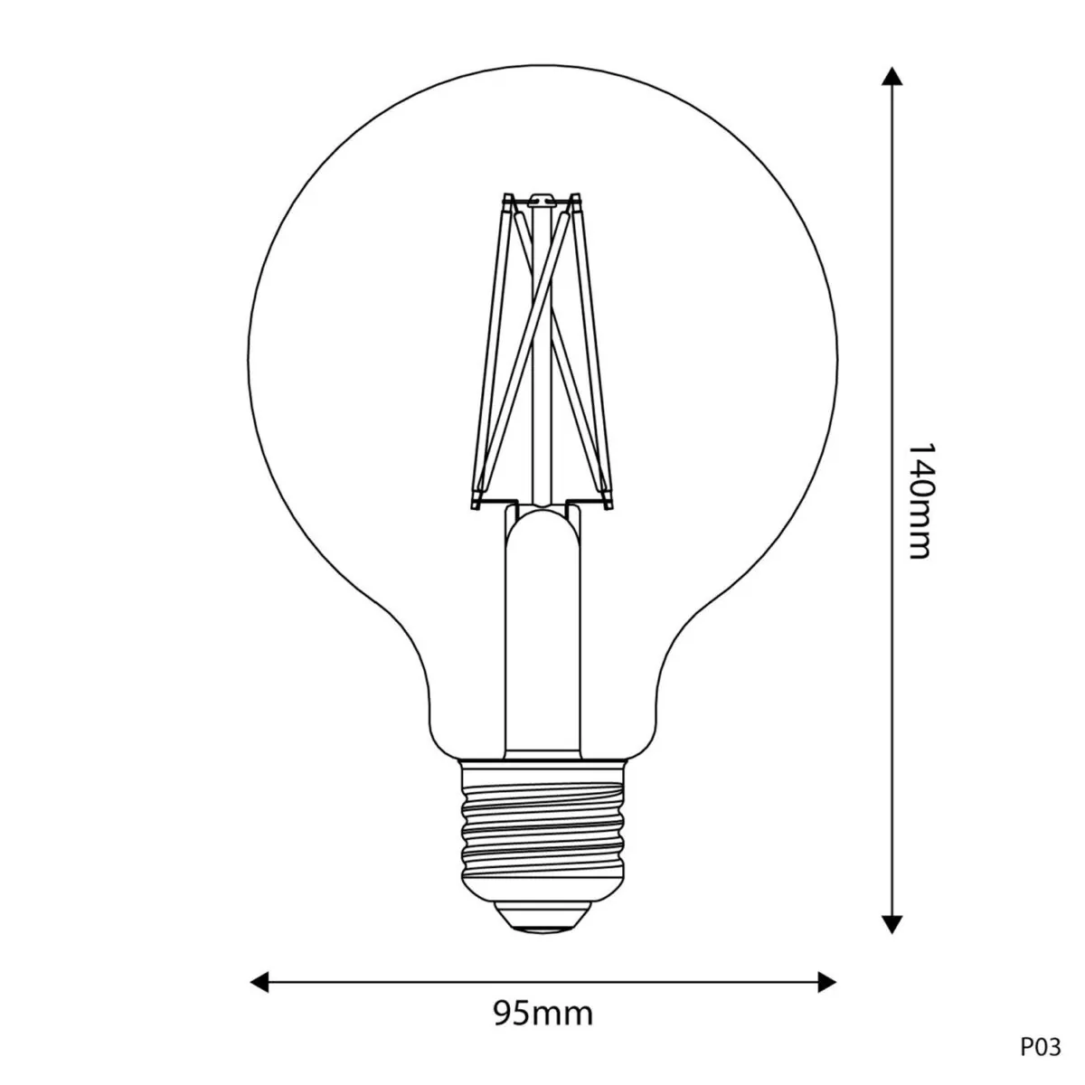 E27 Porselen-effekt Globe CRI 95 | G95 7W 640Lm Dim 2700K - Bilde 3